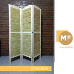 Biombo De Madera y Junco X 3 Hojas natural en internet