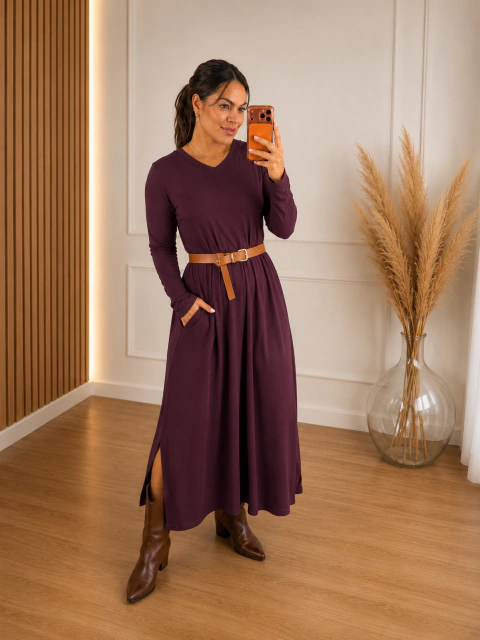 VESTIDO VISCOLYCRA MANGA LONGA