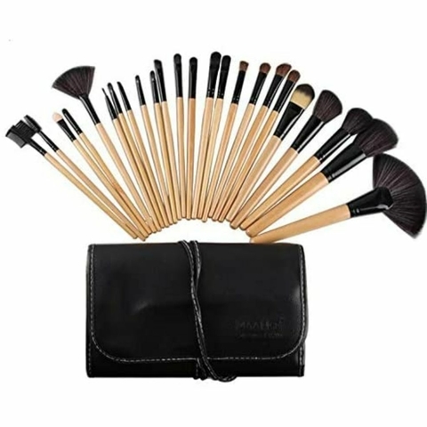 Kit Jogo Pinceis p/ Maquiagem 32 Peças Profissional com Estojo