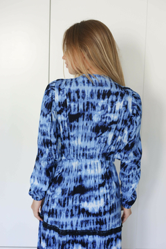 NEJAMA AZUL ESTAMPADO VESTIDO - tienda online