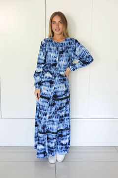 NEJAMA AZUL ESTAMPADO VESTIDO - Orlibbi