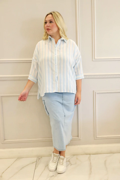 LUCI CELESTE ELASTIZADA POLLERA DENIM - comprar online