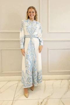 PARIS BLANCO CELESTE VESTIDO - comprar online