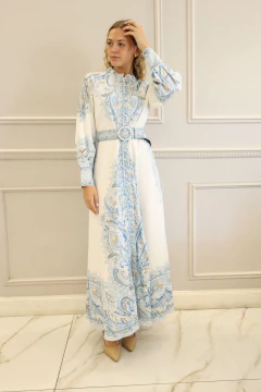PARIS BLANCO CELESTE VESTIDO - tienda online