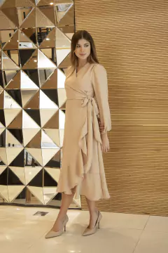 TANIA GLAM BEIGE VESTIDO