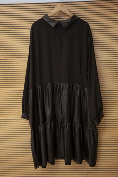 DEBI VESTIDO ECO CUERO NEGRO - comprar online
