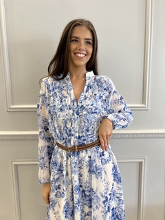 FLORES AZUL BLANCO VESTIDO - Orlibbi