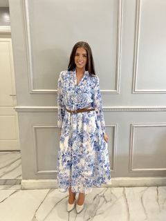 FLORES AZUL BLANCO VESTIDO - tienda online