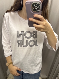 BONJOUR BLANCA CON NEGRA REMERA TRES CUARTO en internet