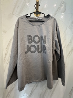 BONJOUR GRIS CON NEGRO NIÑA REMERA TRES CUARTO - comprar online