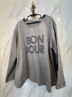 BONJOUR GRIS CON NEGRO NIÑA REMERA TRES CUARTO en internet