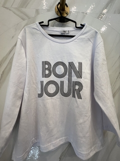 BONJOUR BLANCO CON NEGRO REMERA NIÑA TRES CUARTO - comprar online