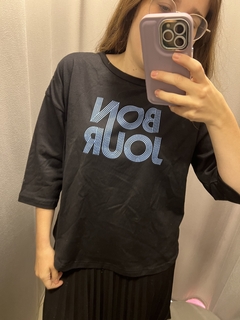 BONJOUR NEGRO CELESTE REMERA TRES CUARTOS en internet