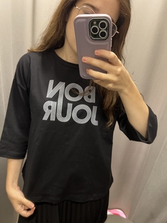 BONJOUR NEGRO BLANCO REMERA TRES CUARTOS - comprar online