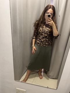 RINA VERDE MILITAR POLLERA DE LYCRA CON BIKER - comprar online