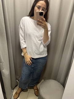 OVER BLANCA MANGA TRES CUARTO REMERA - Orlibbi
