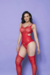 Bodystocking Vermelho Liso de Alças 1401 Yaffa na internet