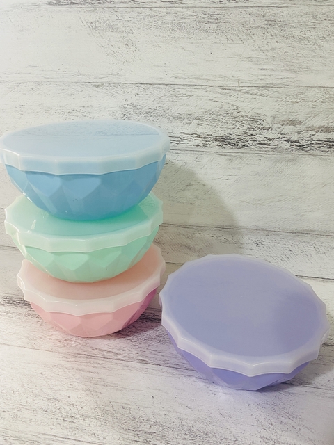 BOWL MEDIANO FACETADO PASTEL CON TAPA