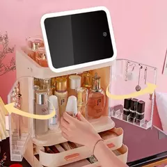 Imagen de ORGANIZADOR DE MAQUILLAJE CON ESPEJO Y LUZ
