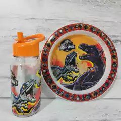 BLISTER PLATO + BOTELLA STRAW TOP JURASSIC