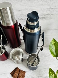 SET TERMO CON MATE Y BOMBILLA LISO 1,2 LT CON MANIJA - mayoristaserma