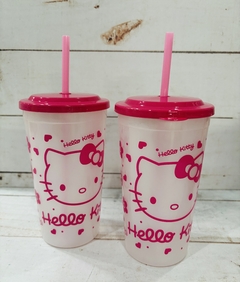 VASO KITTY CON TAPA Y SORBETE - comprar online