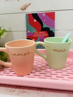 TAZA CONICA PASTEL FRASE