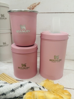 SET MATERO ALUMINIO ROSA GRABADO STANLEY