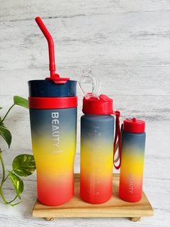 Vaso PLASTICO simil QUENCHER + 2 botellas - mayoristaserma
