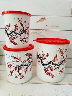 SET x 3 CONTENEDORES REDONDOS ALTOS DECORADOS - tienda online