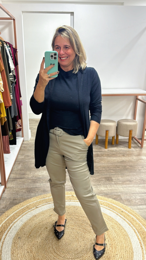 Conjunto Cardigan Blusa Manga Curta e Casaco - comprar online