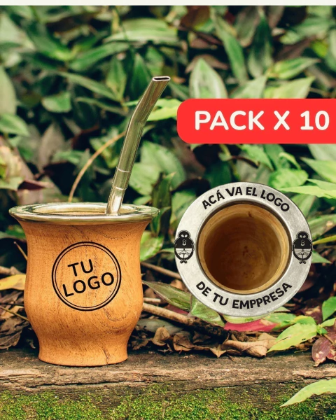 MATE CAMIONERO DE ALGARROBO CON BOMBILLA (PACK DE 10) - comprar online