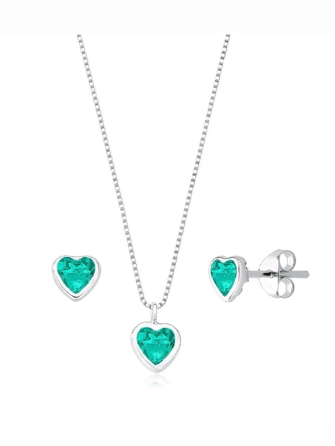 CONJUNTO CORAÇÃO TURMALINA 6MM 45 CM