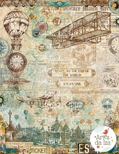 Papel para Scrap A4 - Voyager - Folha 1