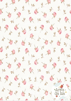 Papel para Scrap A4 - Borboletas e Flores - Fundo branco - Folha 13