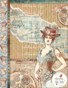 Papel para Scrap A4 - Lady Steam - Folha 1