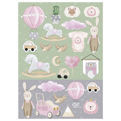 Papel para scrapbooking Coleção Amor Eterno Baby - Recortes Menina