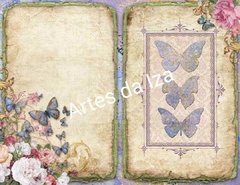 Papel para Scrap A4 - Flores e Borboletas - Folha 01