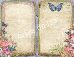 Papel para Scrap A4 - Flores e Borboletas - Folha 11