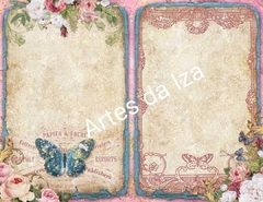 Papel para Scrap A4 - Flores e Borboletas - Folha 03