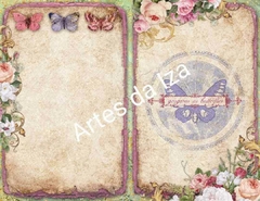 Papel para Scrap A4 - Flores e Borboletas - Folha 04