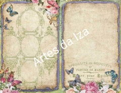 Papel para Scrap A4 - Flores e Borboletas - Folha 05