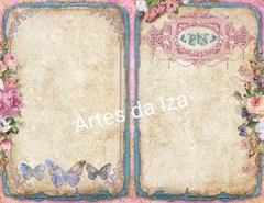 Papel para Scrap A4 - Flores e Borboletas - Folha 06