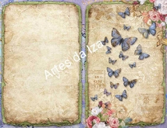 Papel para Scrap A4 - Flores e Borboletas - Folha 08