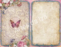 Papel para Scrap A4 - Flores e Borboletas - Folha 09