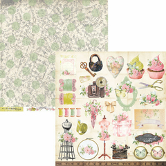 Papel para scrapbooking Coleção Sewing - Folha 04