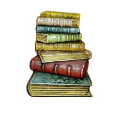 Aplique de Resina Pintado - Livros empilhados - comprar online