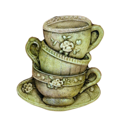 Aplique de Resina Pintado - Xícaras Empilhadas - comprar online