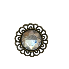 Chaton com tag 20mm- Ouro Velho/Cristal - comprar online