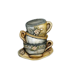 Aplique de Resina Pintado - Xícaras Empilhadas - comprar online